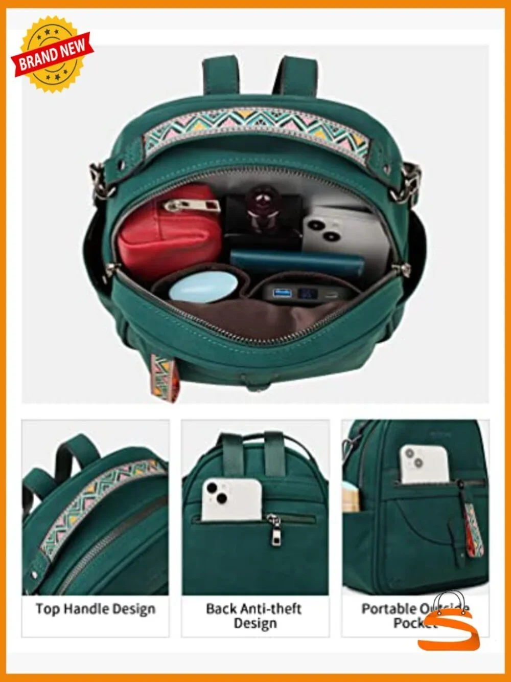 Mini Backpack Purse for Women, Faux Leather Shoulder Bag Handbag Travel